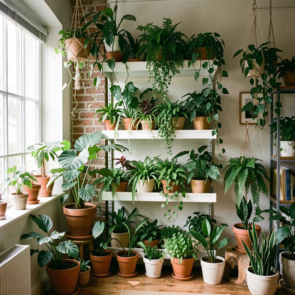 Vertical garden installation with lush green plants